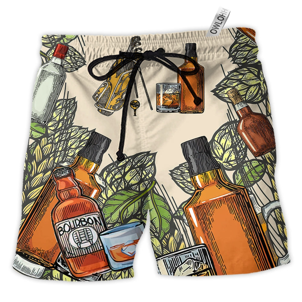 Beach Short / Adults / S Golf And Bourbon I Like - Beach Short - Owls Matrix LTD