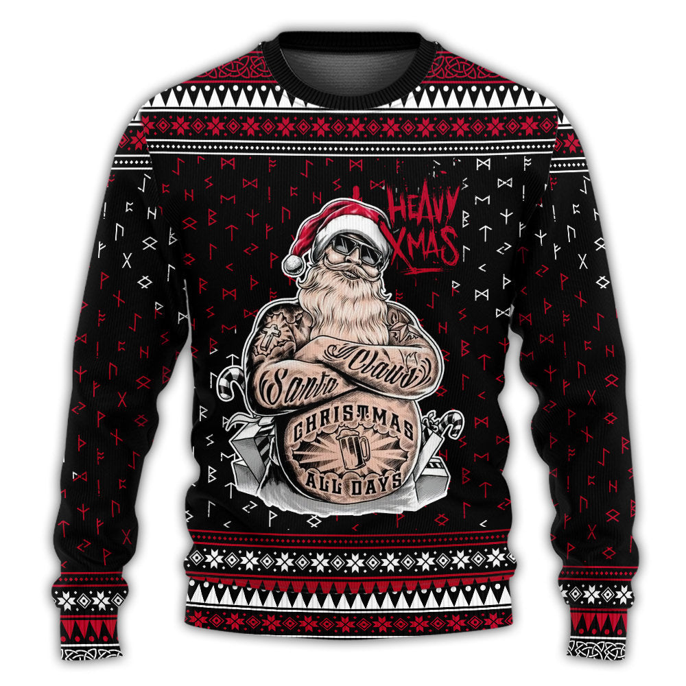 Tattoo Santa Funny Merry Christmas – Sweater - Ugly Christmas Sweater