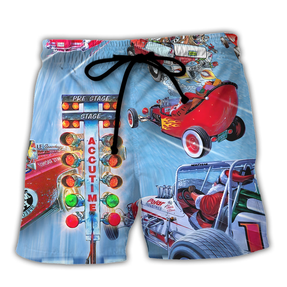 Santa Drag Racing Christmas Fun - Beach Short