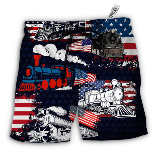 Beach Short / Adults / S Train Independence Day - Beach Short - Owls Matrix LTD