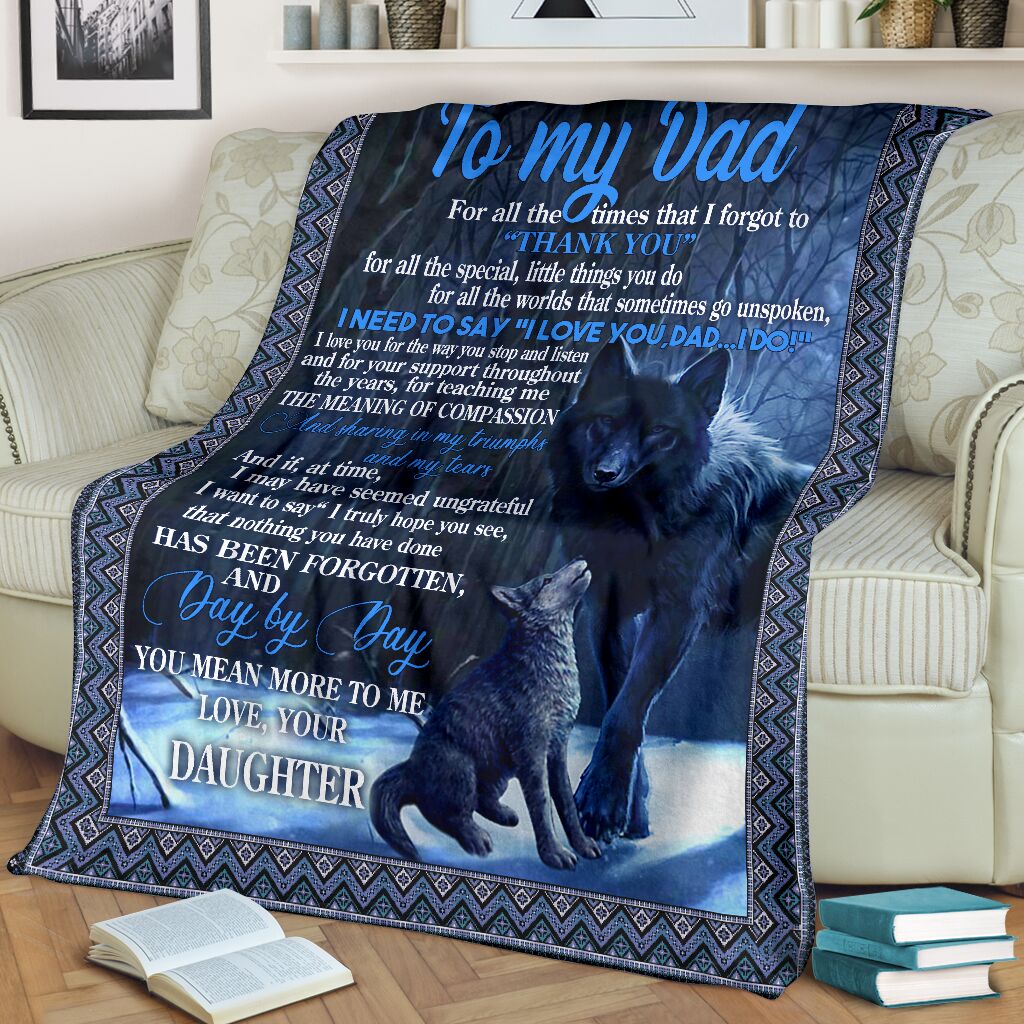 Wolf To My Dad Fathers Day I Love You Flannel Blanket For Living Room And Bedroom Styling