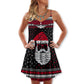 Christmas Santa Retro Nordic Pattern – Women's Summer Sleeveless V-Neck Camisole Dress