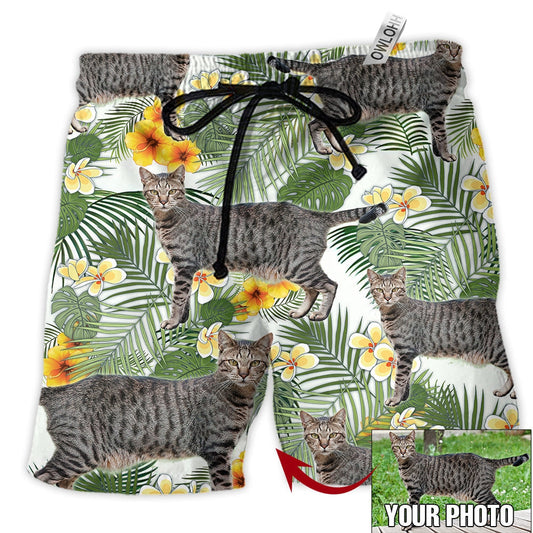 1 / Adults / S Cat Various Style Custom Photo - Beach Short - Owls Matrix LTD