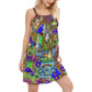Hippie Mushroom Peaceful Colors – Women's Summer Sleeveless V-Neck Camisole Dress