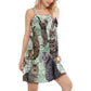 Tropical Leaf Tabby Cat – Women's Summer Sleeveless V-Neck Camisole Dress