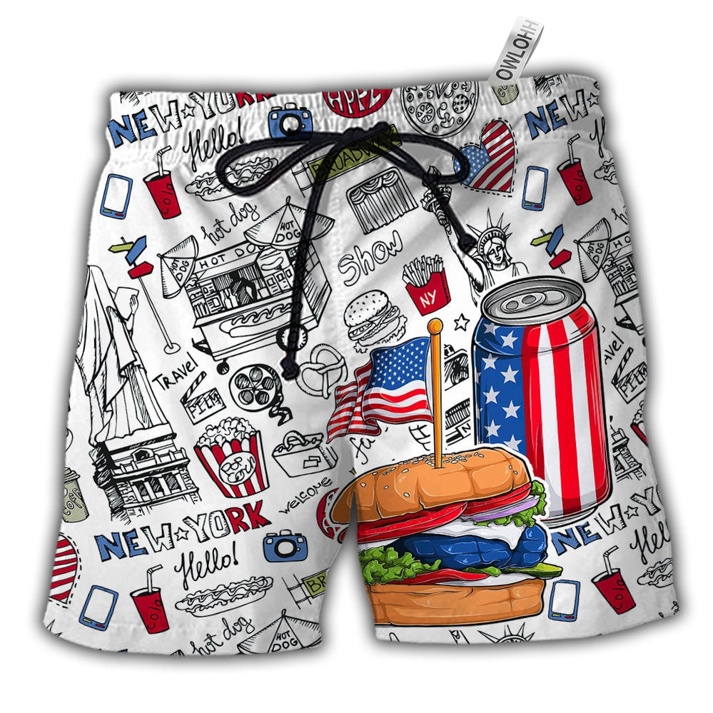 Beach Short / Adults / S Food Independence Day - Beach Short - Owls Matrix LTD