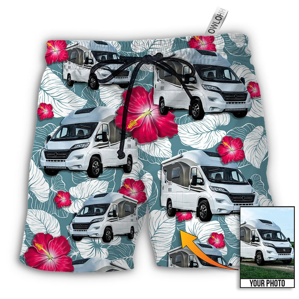 Beach Short / Adults / S RV Camper Tropical Custom Photo - Beach Short - Owls Matrix LTD