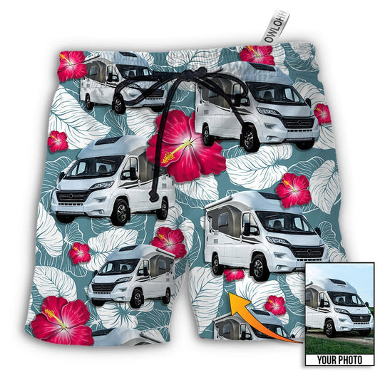 Beach Short / Adults / S RV Camper Tropical Custom Photo - Beach Short - Owls Matrix LTD