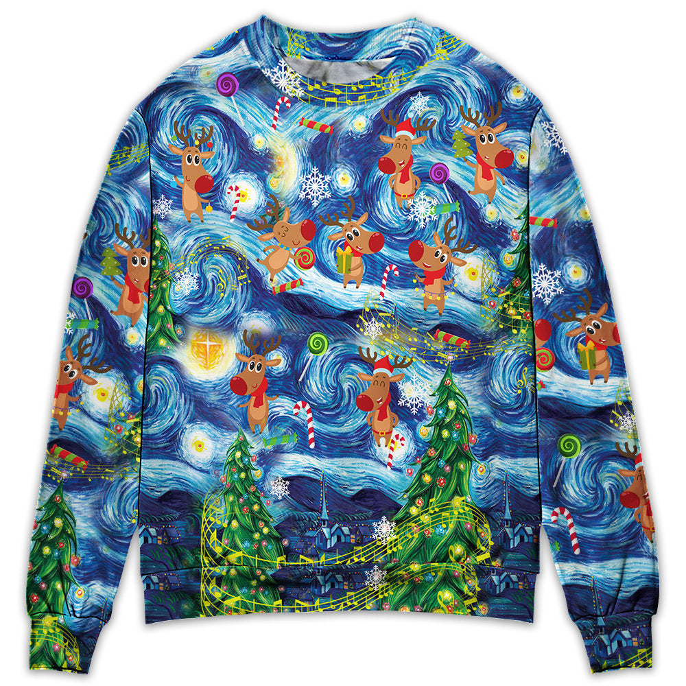 Christmas Dancing Reindeer Happy – Sweater - Ugly Christmas Sweater
