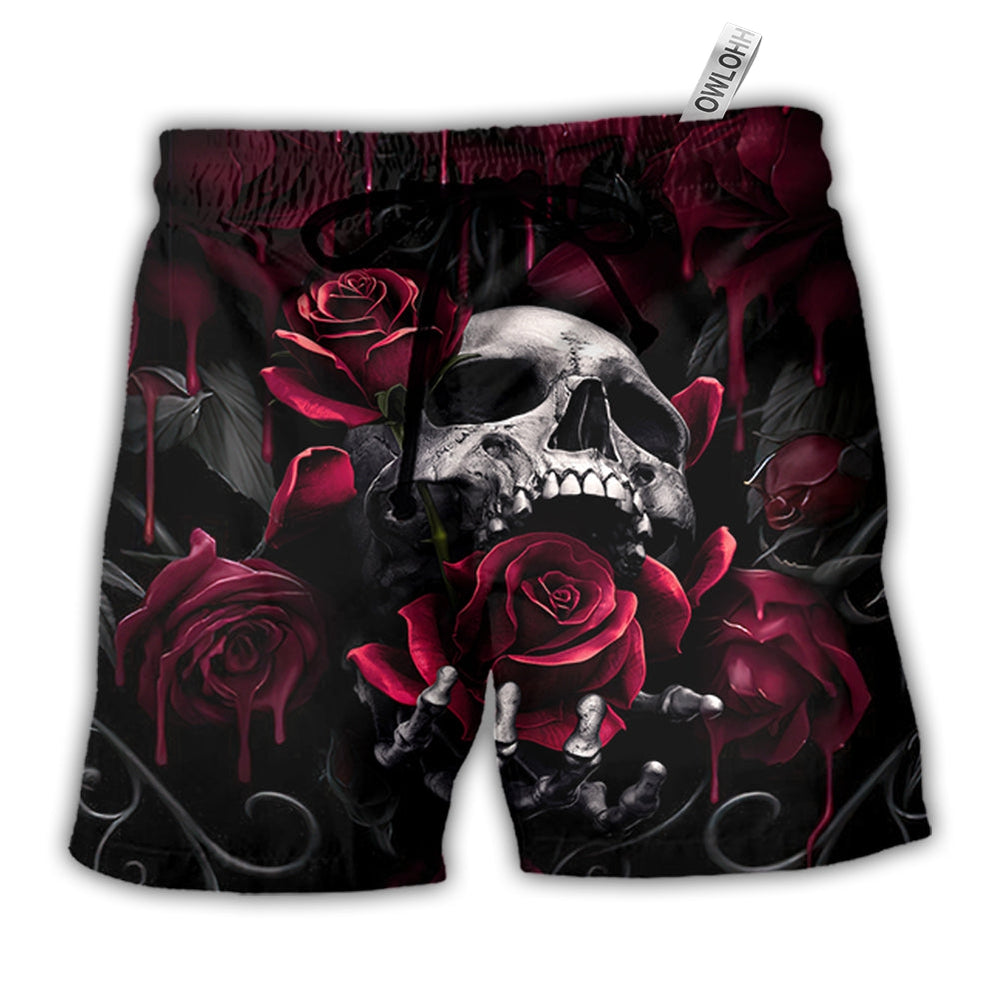 Beach Short / Adults / S Skull Rose Blood Dark Screaming - Beach Short - Owls Matrix LTD