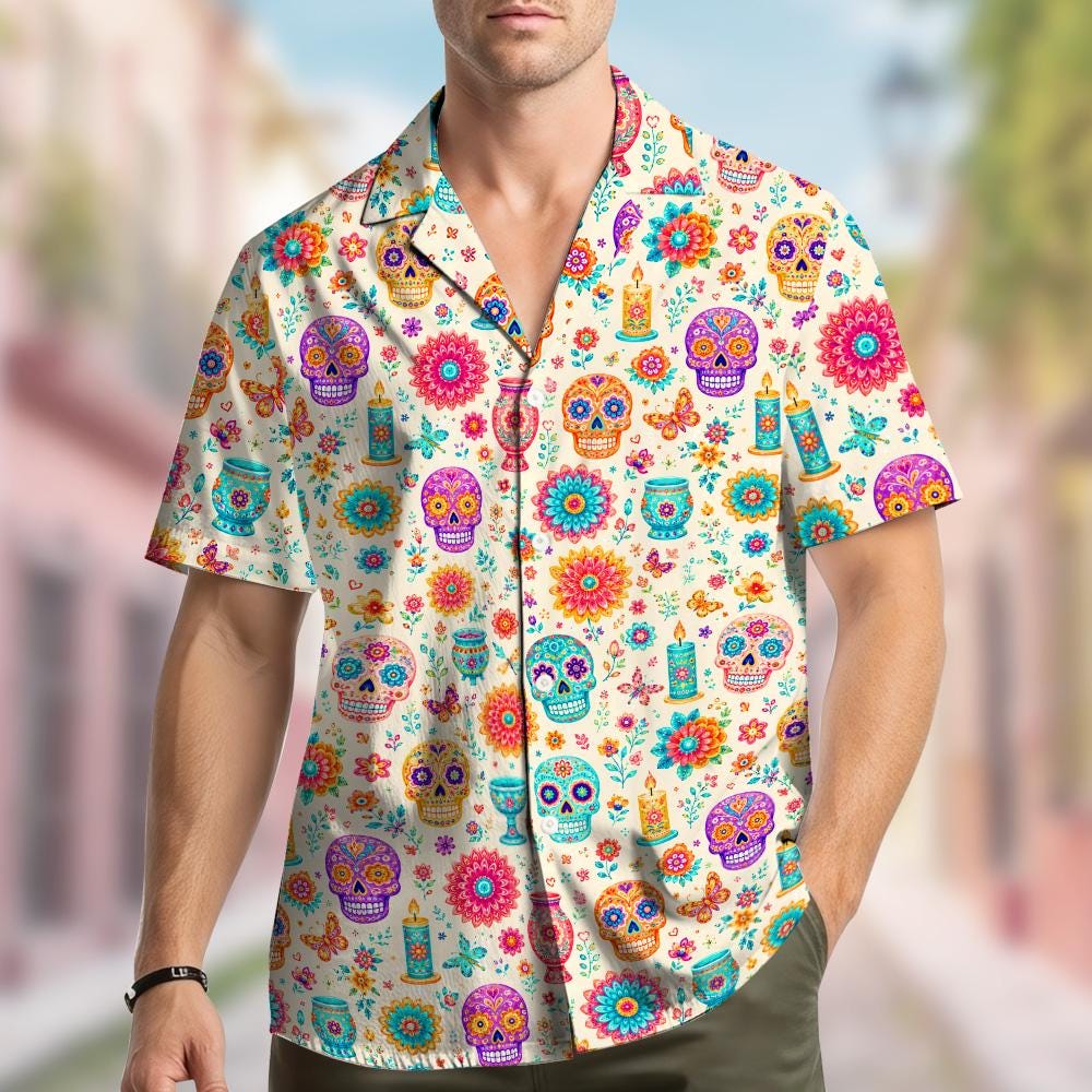 Day Of The Dead Floral Sugar Skull Festival – Hawaiian Shirt