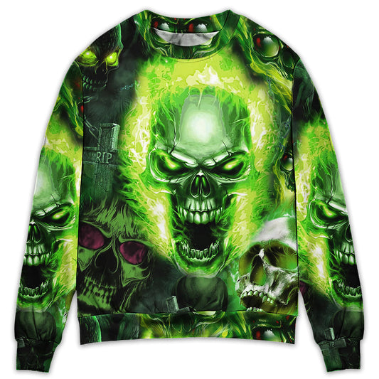 Green Skull Fear No Man Style – Sweater - Ugly Christmas Sweater