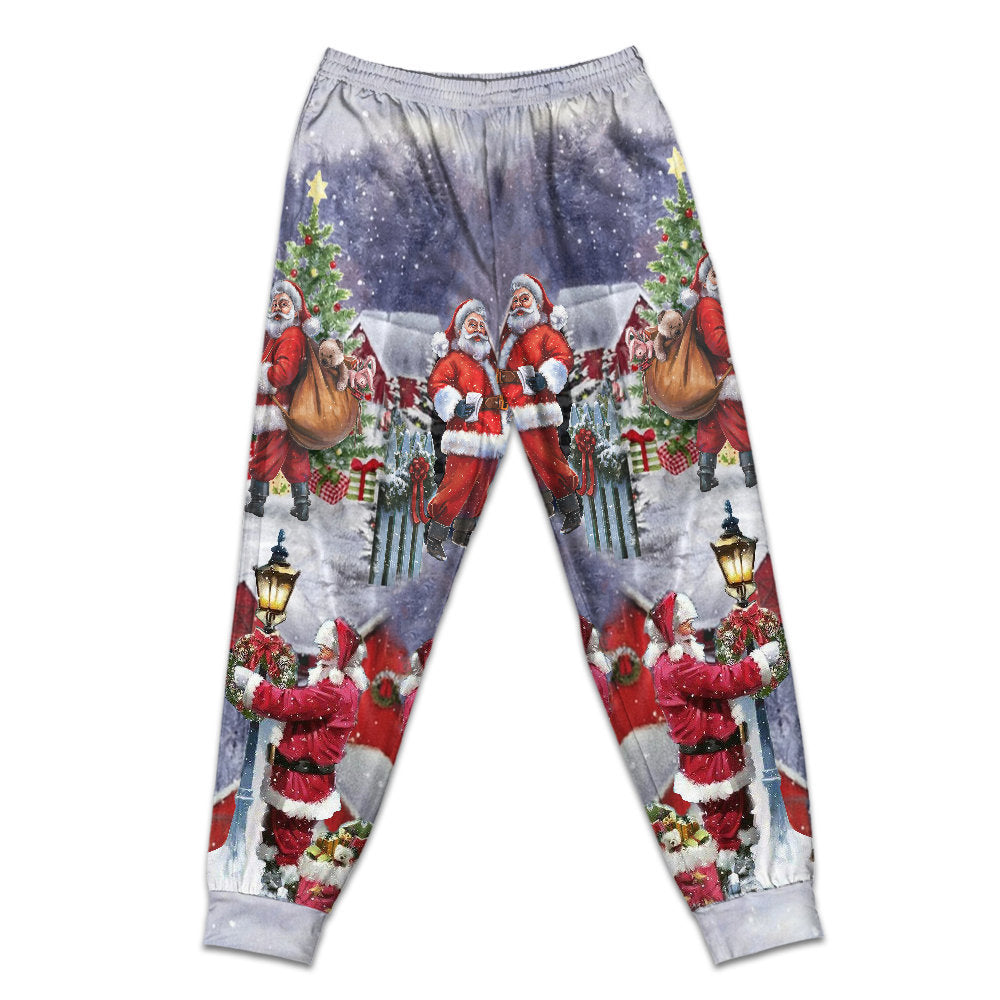 Pants / S Christmas Merry Xmas Santa Claus Is Coming - Pajamas Short Sleeve - Owls Matrix LTD