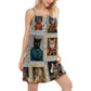 Noble Aristocrat Cat Style – Women's Summer Sleeveless V-Neck Camisole Dress