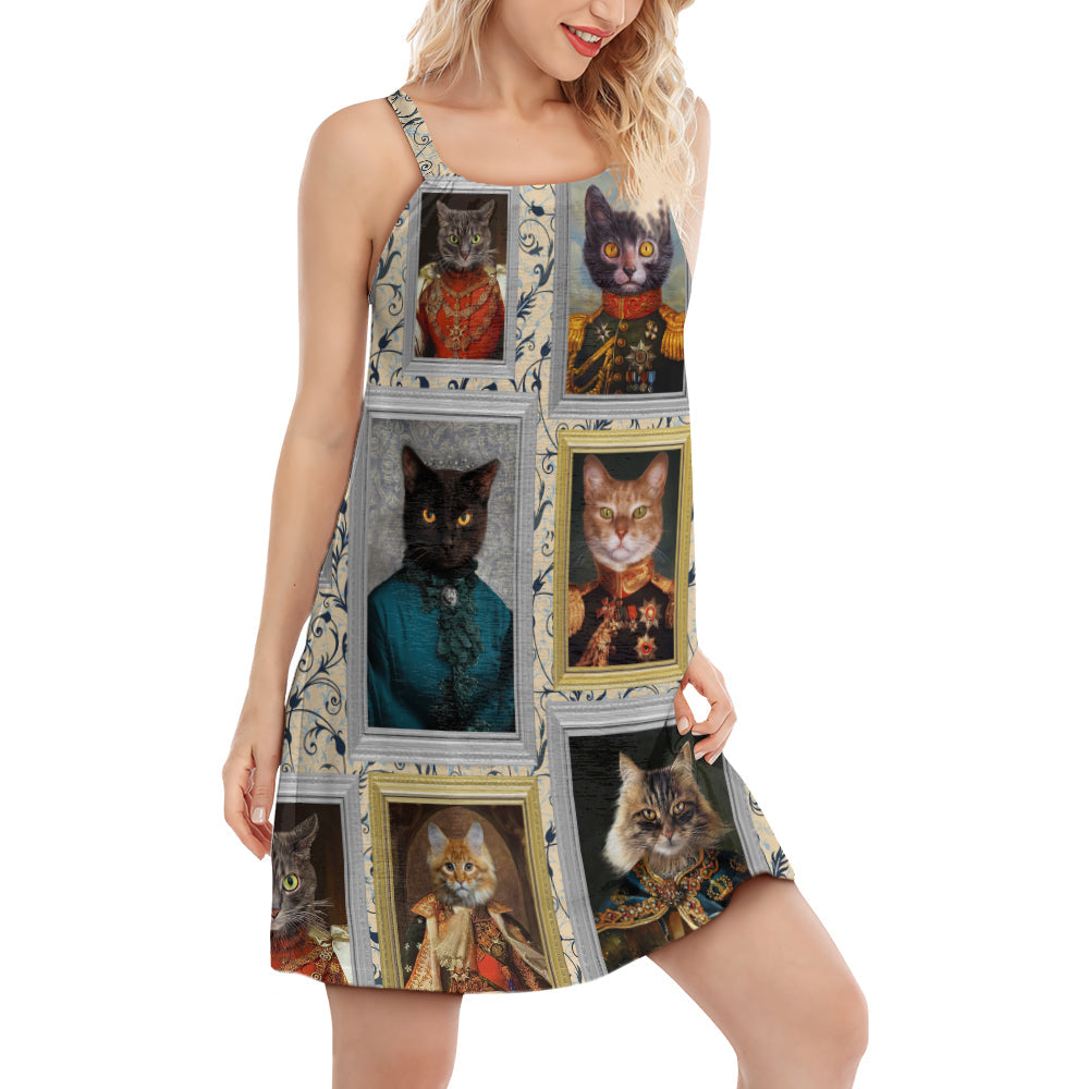 Noble Aristocrat Cat Style – Women's Summer Sleeveless V-Neck Camisole Dress