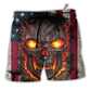 Beach Short / Adults / S Skull Burning Angry American Flag Vintage - Beach Short - Owls Matrix LTD