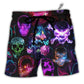 Beach Short / Adults / S Skull Neon Art Happy Holiday - Beach Short - Owls Matrix LTD