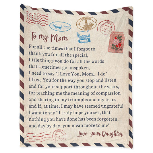 Dear Mom Daughter Love Letter 50 x 60 Inch Flannel Blanket For Cozy Bedroom And Sofa Decor