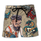 Tattooing Saved Me Funny Tattoo Artist Retro - Beach Short