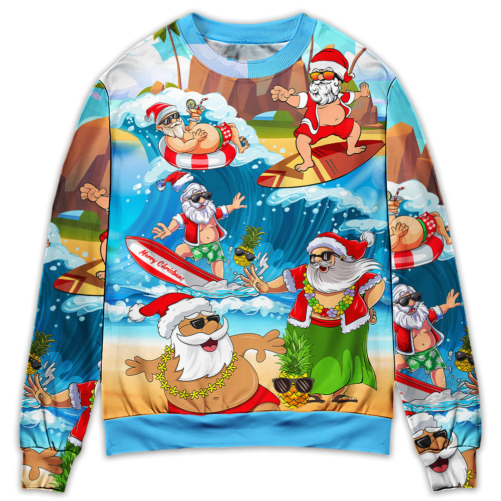Christmas Santa Beach Play Holiday Funny – Sweater - Ugly Christmas Sweater