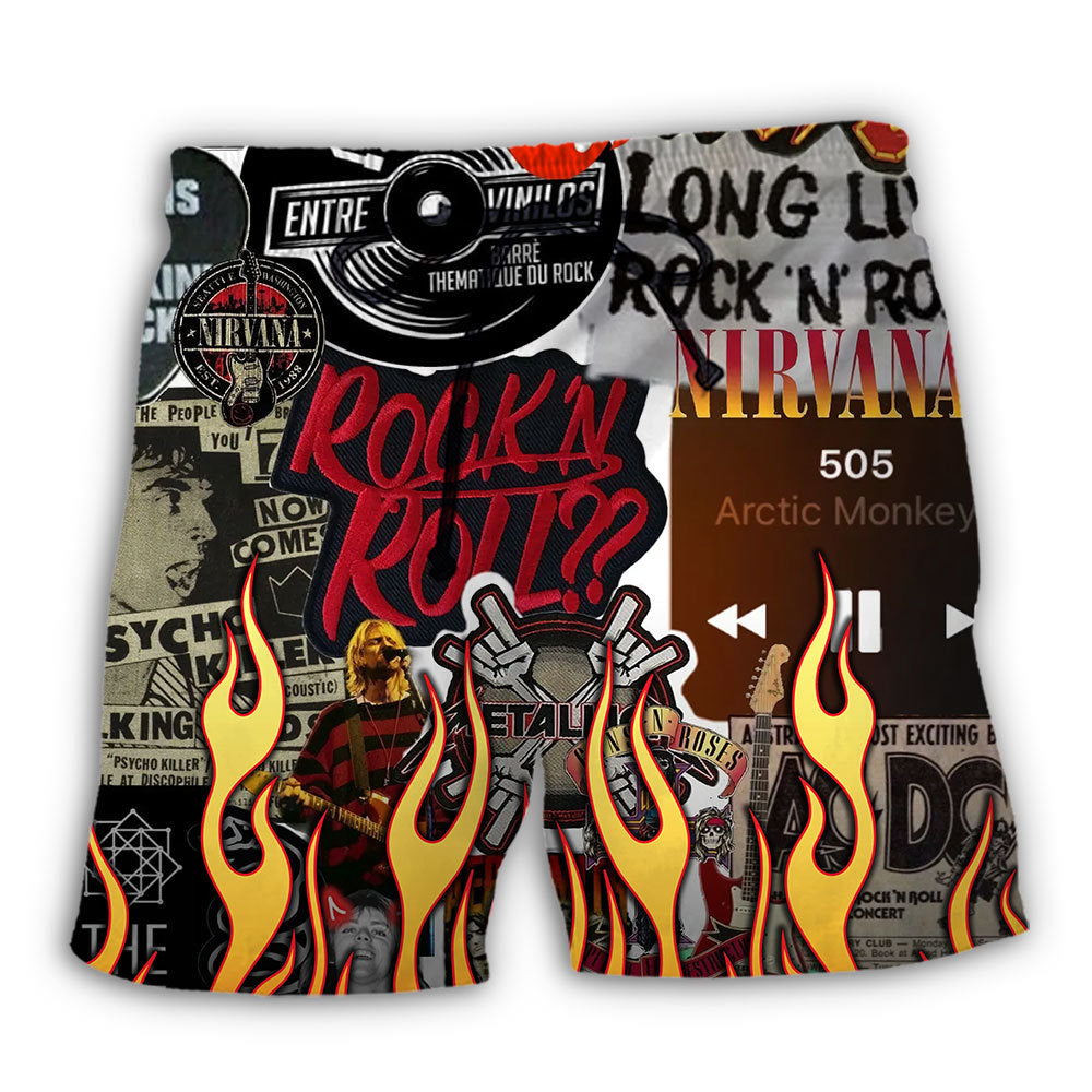 Rock Music Red Flame Chill - Beach Short