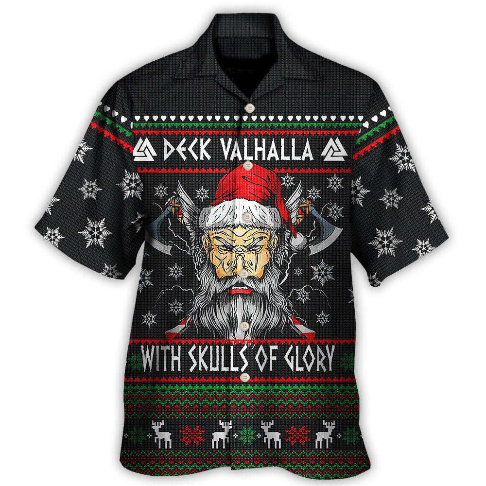 Christmas Viking Valhalla Skull Of Glory Norse Art - Hawaiian Shirt