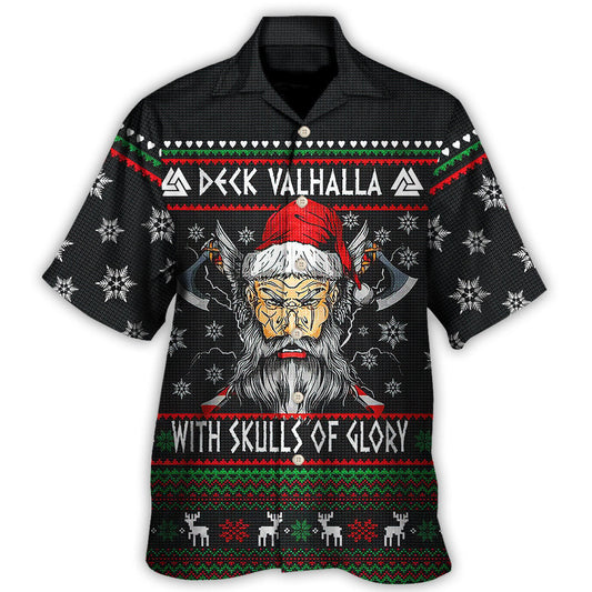 Christmas Viking Valhalla Skull Of Glory Norse Art - Hawaiian Shirt