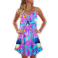Hippie Psychedelic Mushroom Magical Eye – Women's Summer Sleeveless V-Neck Camisole Dress