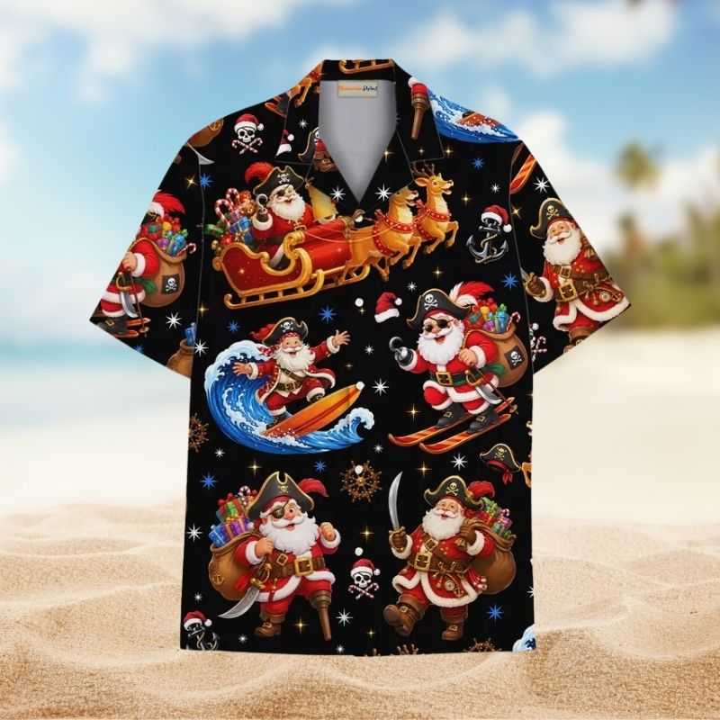 Pirate Santa Christmas Beach Vacation – Hawaiian Shirt