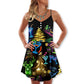 Christmas Cocktail Neon Party – Women's Summer Sleeveless V-Neck Camisole Dress