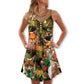 Christmas Foxmas Bright Lights – Women's Summer Sleeveless V-Neck Camisole Dress