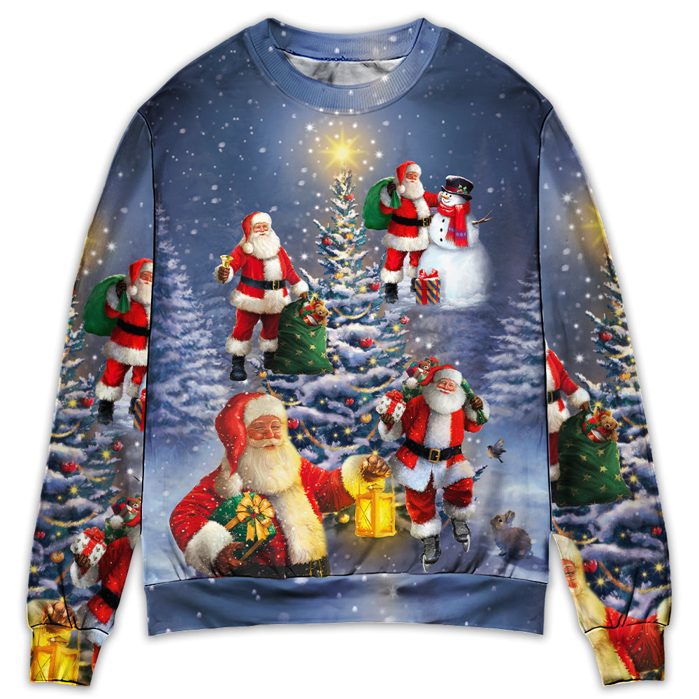 Christmas Santa Love Light Xmas Tree – Sweater - Ugly Christmas Sweater