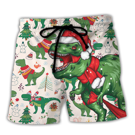 Dinosaur Christmas Tree Funny – Beach Short
