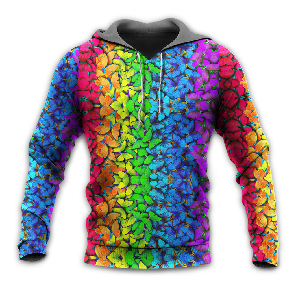 Rainbow Butterfly Colorful Pride Style - Hoodie