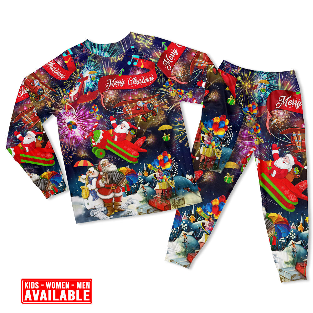 Women / S Christmas Spreading Santa Season Of Joy - Pajamas Long Sleeve - Owls Matrix LTD