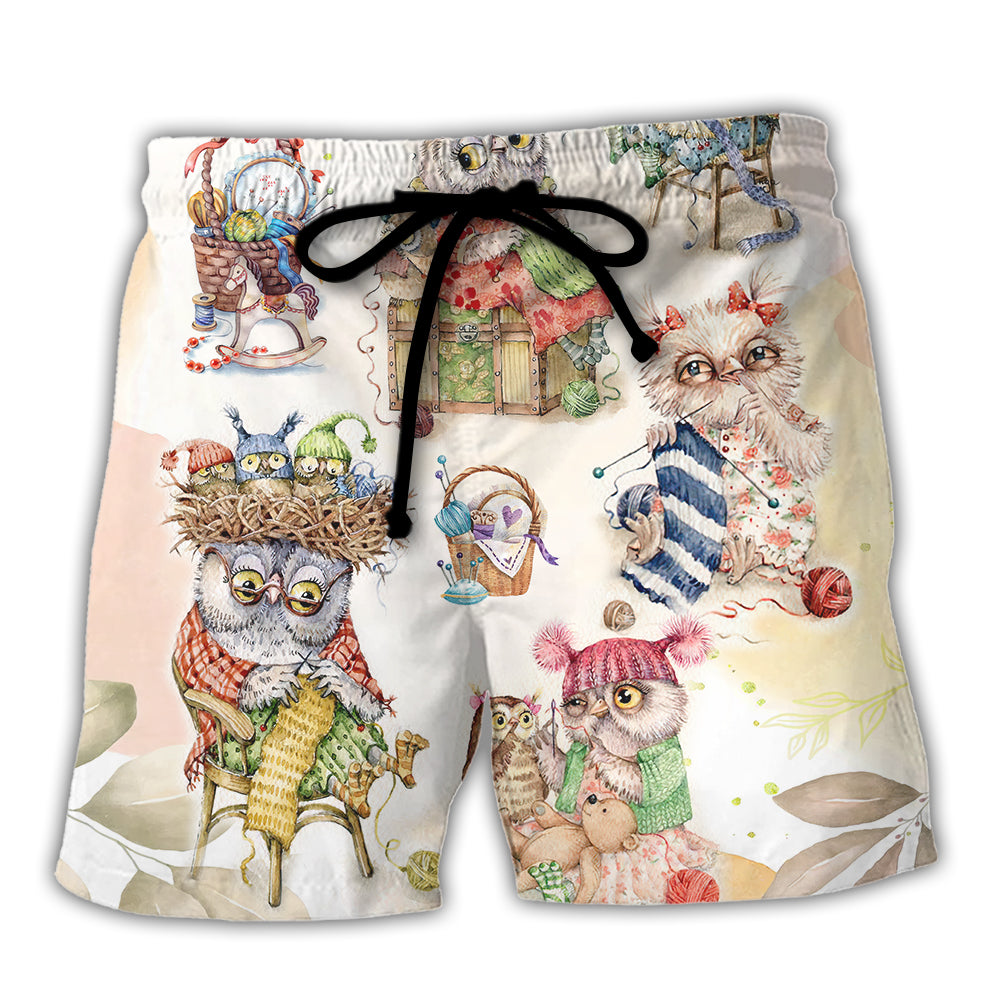Owl Knitting Happy Craft Lover – Beach Short