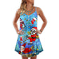 Christmas Santa Diving Funny – Women's Summer Sleeveless V-Neck Camisole Dress
