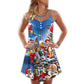 Santa Drinking Beer Funny – Women's Summer Sleeveless V-Neck Camisole Dress