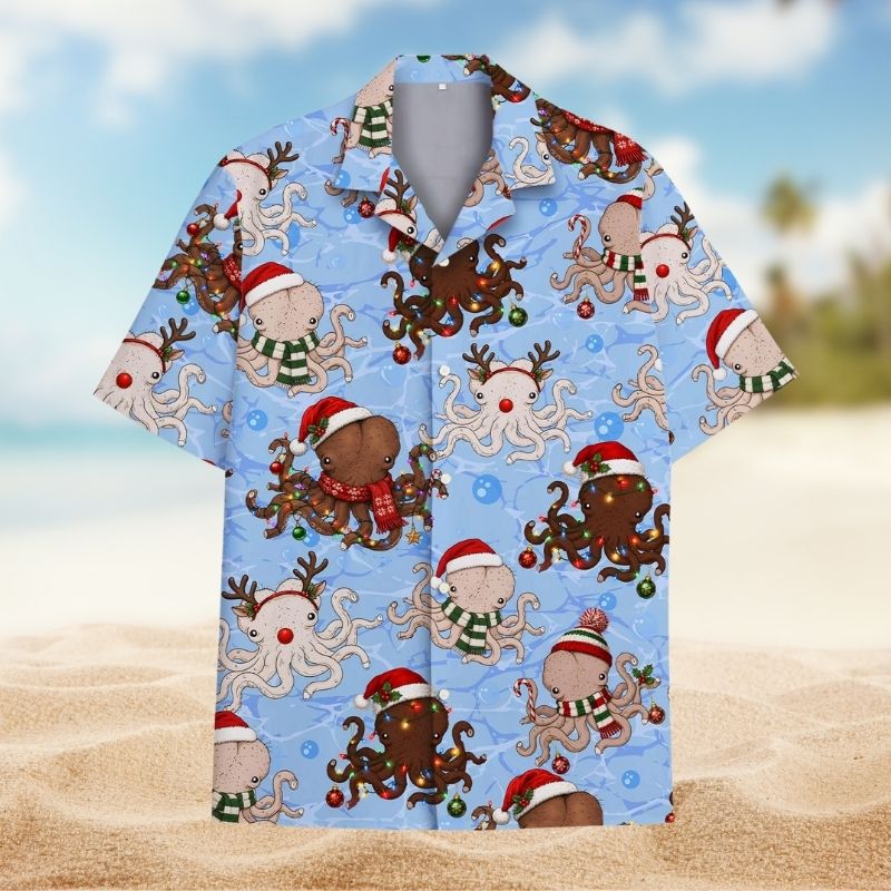 Christmas Santa Octopus Holiday Lights – Hawaiian Shirt
