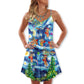 Christmas Dancing Reindeer Joy – Women's Summer Sleeveless V-Neck Camisole Dress