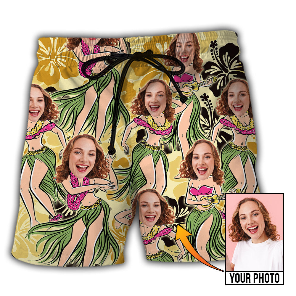 5 / Adults / S Face Funny Style Custom Photo - Beach Short - Owls Matrix LTD