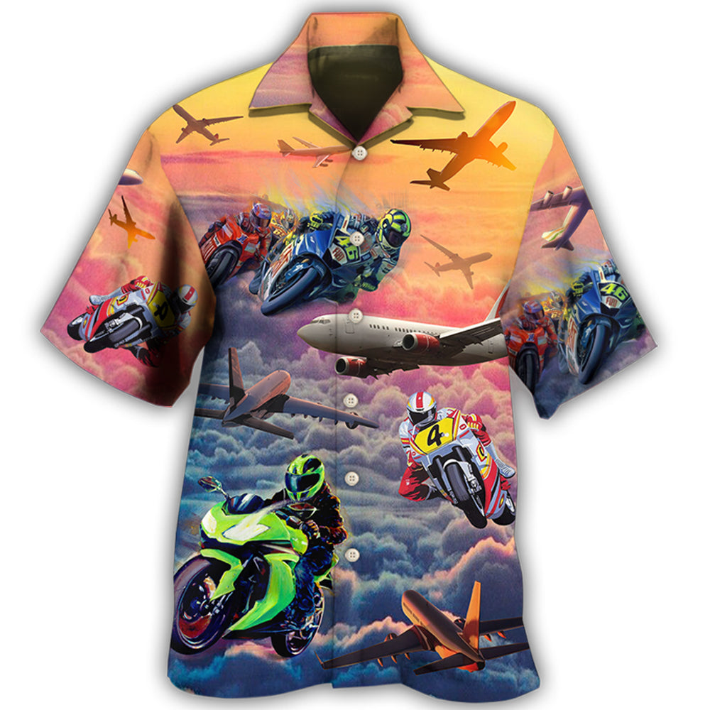Motorcycle And Airplane Dream Sky - Hawaiian Shirt