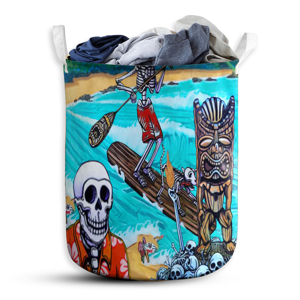 S: 17.72”x13.78” (45x35 cm) Skull And Tiki Summer Vibe - Laundry Basket - Owls Matrix LTD