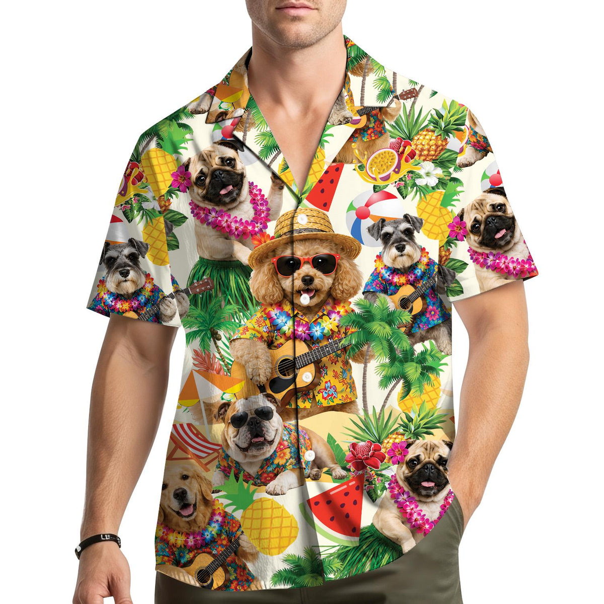 Cute Dog Tropical Ukulele Beach Vacation – Hawaiian Shirt