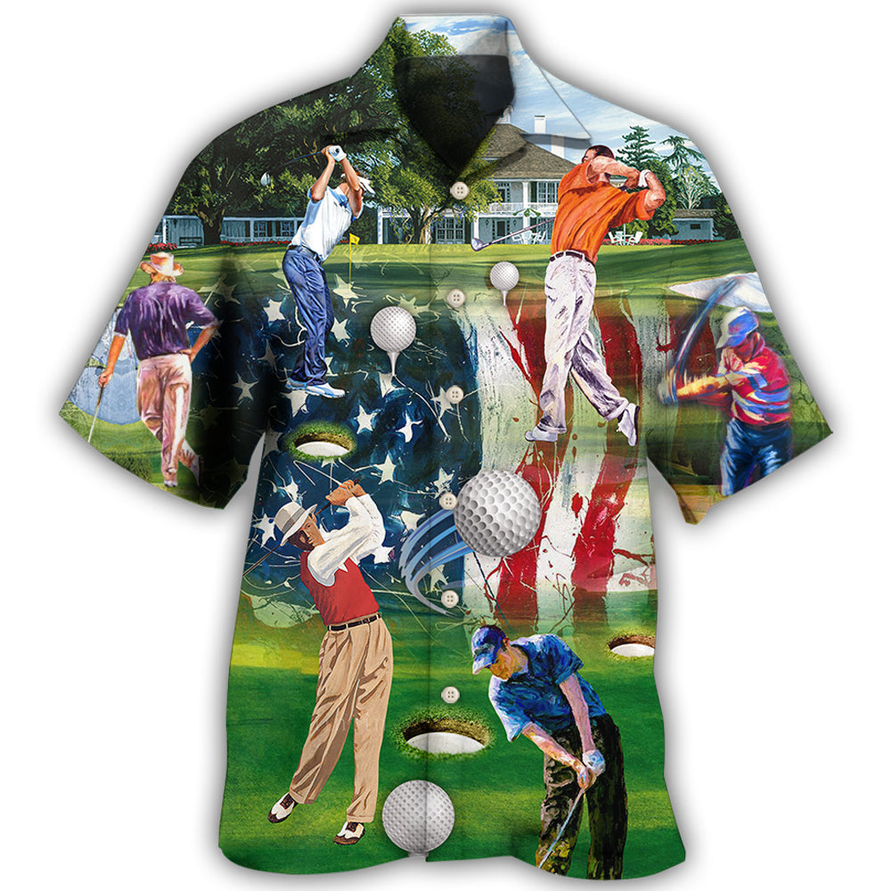 Patriotic Golf American Flag - Hawaiian Shirt