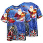 T-shirt / S Christmas Merry Xmas Santa Claus Is Coming To Town - Pajamas Short Sleeve - Owls Matrix LTD