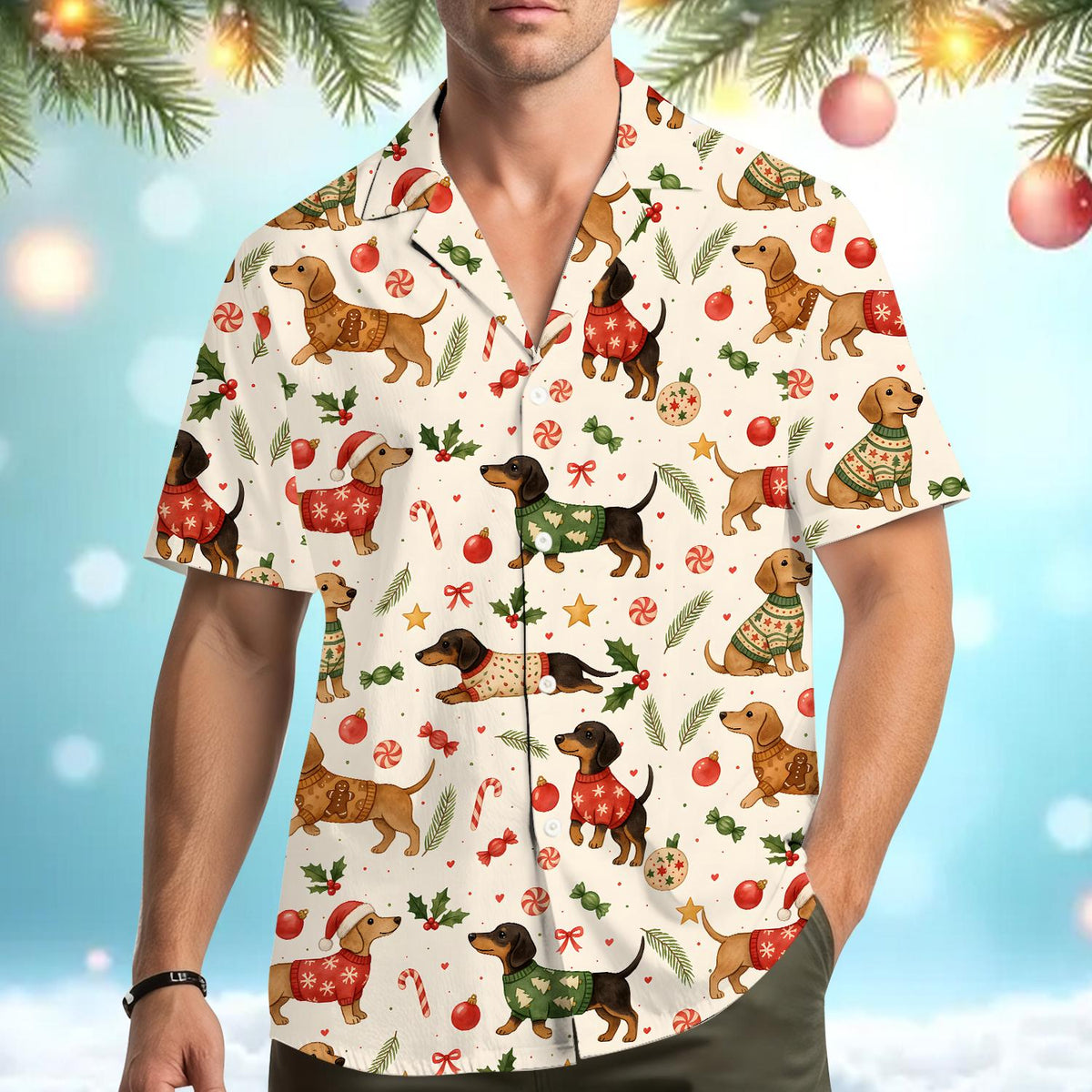 Christmas Dachshund Cute Wiener Dog Festive Holiday – Hawaiian Shirt