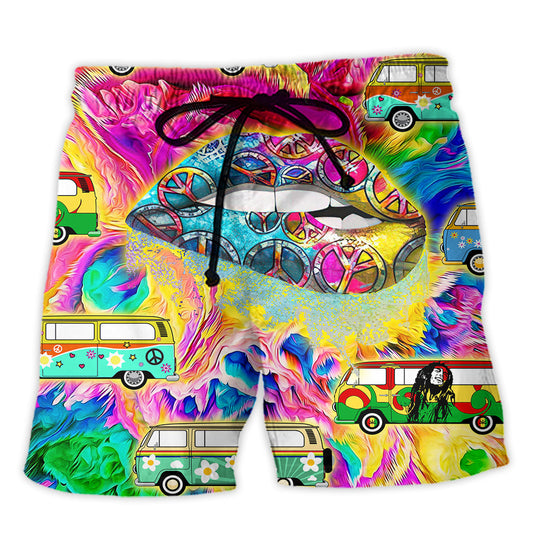 Beach Short / Adults / S Hippie If My Mouth Doesn't Say It - Beach Short - BAES08NGC060622 - Owls Matrix LTD