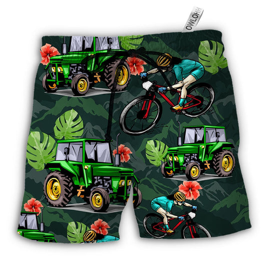 Beach Short / Adults / S Tractor I Like Tractors And Moutain Biking - Beach Short - Owls Matrix LTD