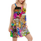 Hippie Wild Heart Floral – Women's Summer Sleeveless V-Neck Camisole Dress